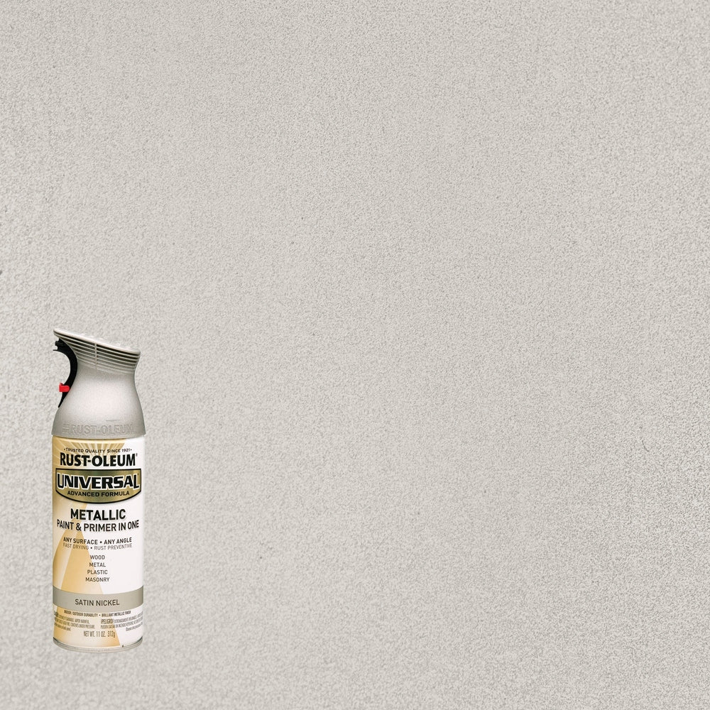Rust-Oleum Universal 249130 Metallic Paint & Primer In One Spray, Satin Nickel, 11 oz.