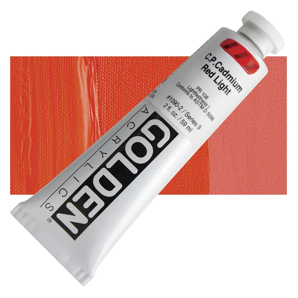 Golden 00620-3723 Heavy Body Acrylics, 2 fl. oz. Tube, Cadmium Red Light