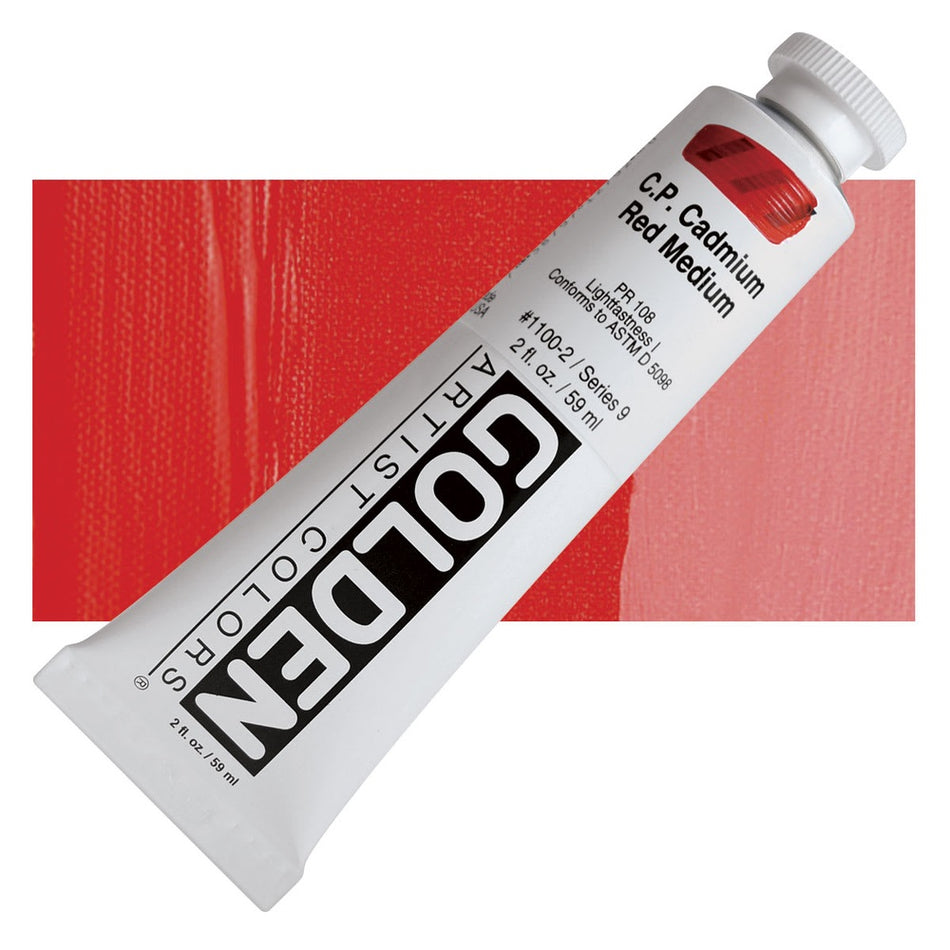 Golden 00620-3733 Heavy Body Acrylics, 2 fl. oz. Tube, Cadmium Red Medium