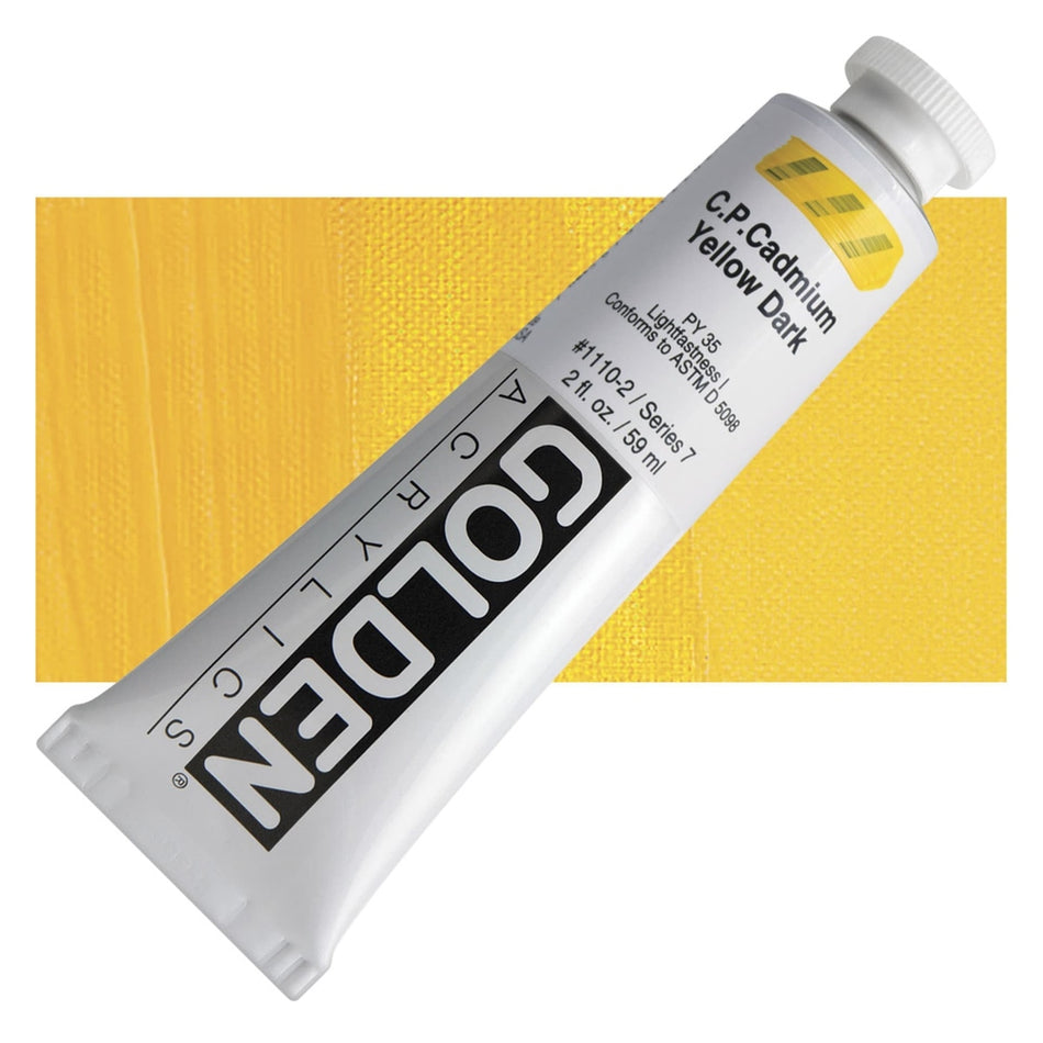 Golden 00620-4953 Heavy Body Acrylics, 2 fl. oz. Tube, Cadmium Yellow Dark