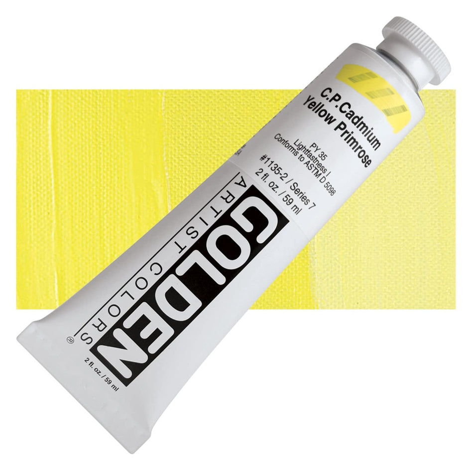 Golden 00620-4983 Heavy Body Acrylics, 2 fl. oz. Tube, Cadmium Yellow Primrose