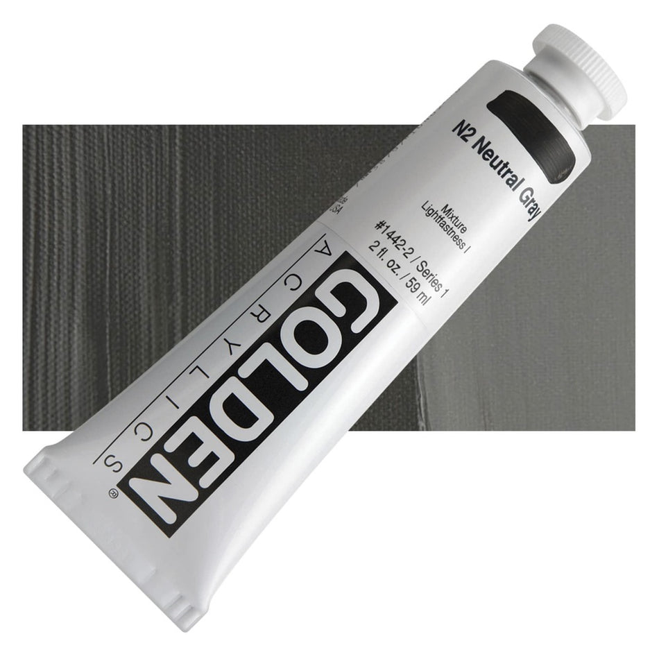 Golden 00620-2423 Heavy Body Acrylics, 2 fl. oz. Tube, N2 Neutral Gray 1442