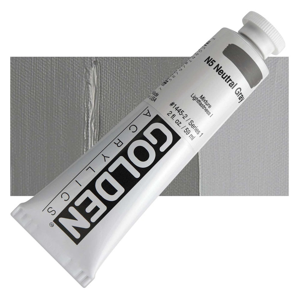 Golden 00620-2603 Heavy Body Acrylics, 2 fl. oz. Tube, N5 Neutral Gray 1445
