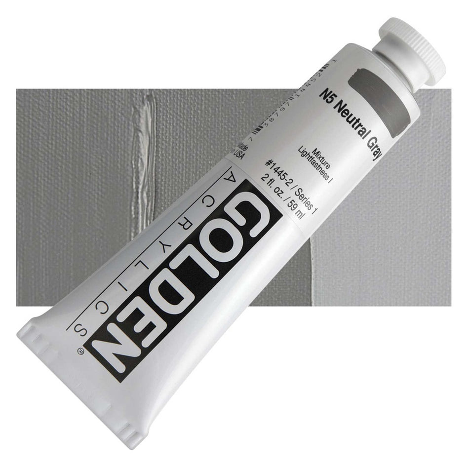 Golden 00620-2603 Heavy Body Acrylics, 2 fl. oz. Tube, N5 Neutral Gray 1445