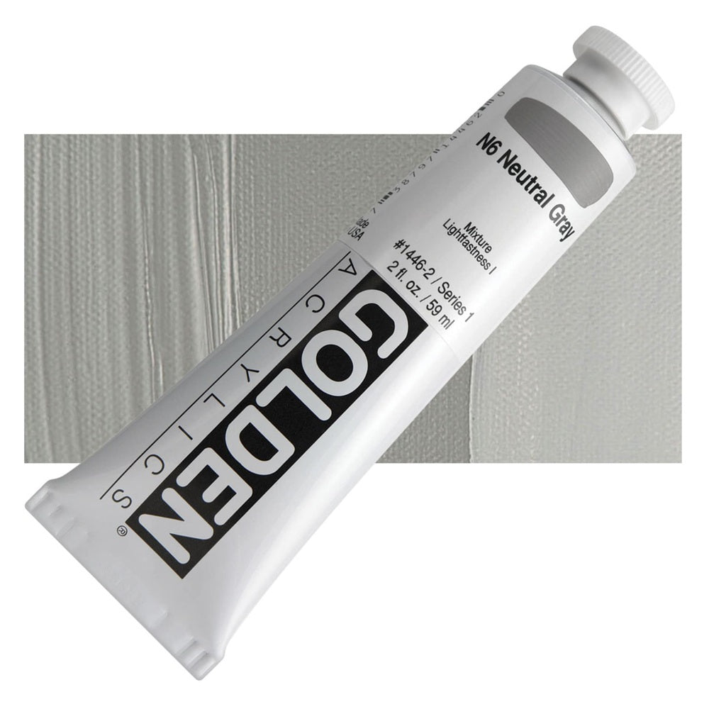 Golden 00620-2463 Heavy Body Acrylics, 2 fl. oz. Tube, N6 Neutral Gray 1446