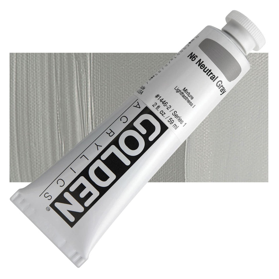 Golden 00620-2463 Heavy Body Acrylics, 2 fl. oz. Tube, N6 Neutral Gray 1446
