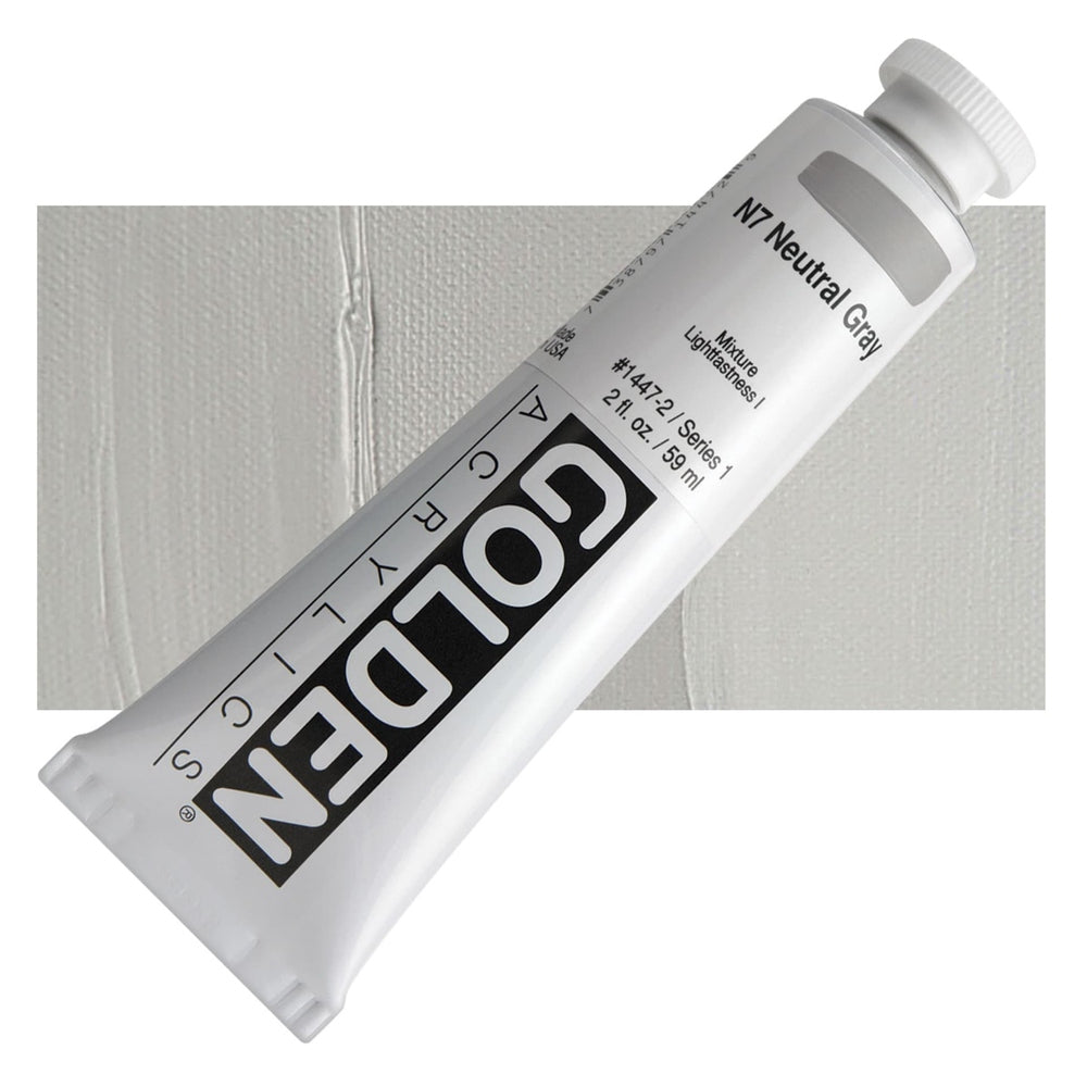 Golden 00620-2473 Heavy Body Acrylics, 2 fl. oz. Tube, N7 Neutral Gray 1447
