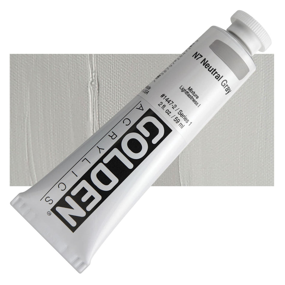 Golden 00620-2473 Heavy Body Acrylics, 2 fl. oz. Tube, N7 Neutral Gray 1447