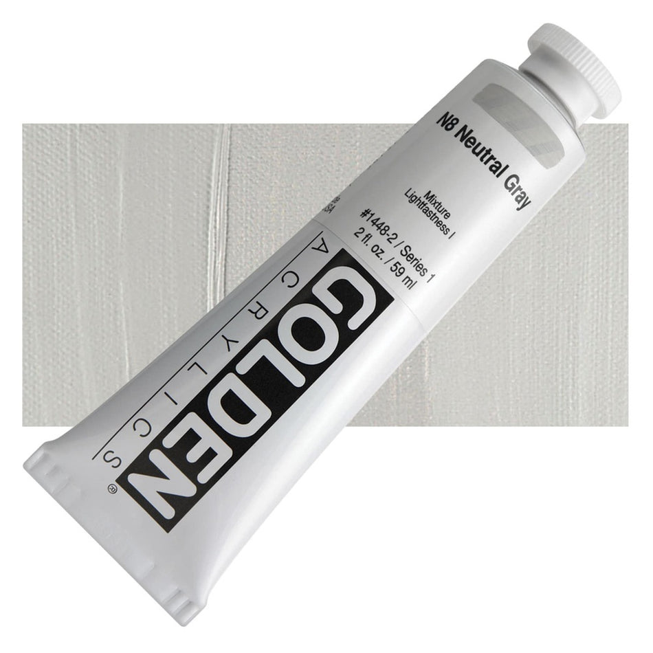 Golden 00620-2483 Heavy Body Acrylics, 2 fl. oz. Tube, N8 Neutral Gray 1448