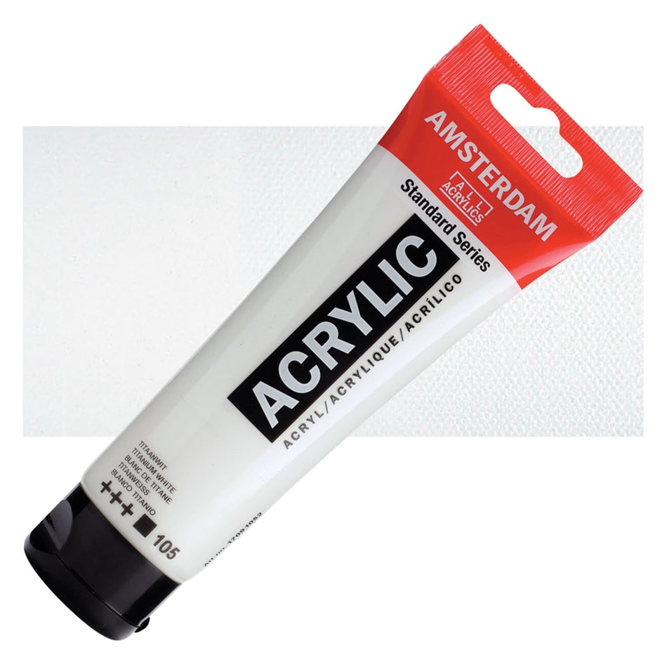 Royal Talens 00643-1023 Amsterdam Standard Series Acrylic - Titanium White, 120 ml Tube