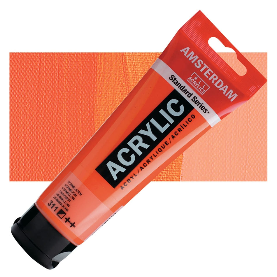Royal Talens 00643-3283 Amsterdam Standard Series Acrylic - Vermilion, 120 ml Tube