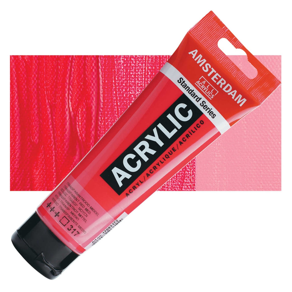 Royal Talens 00643-3723 Amsterdam Standard Series Acrylic - Transparent Red Medium, 120 ml Tube