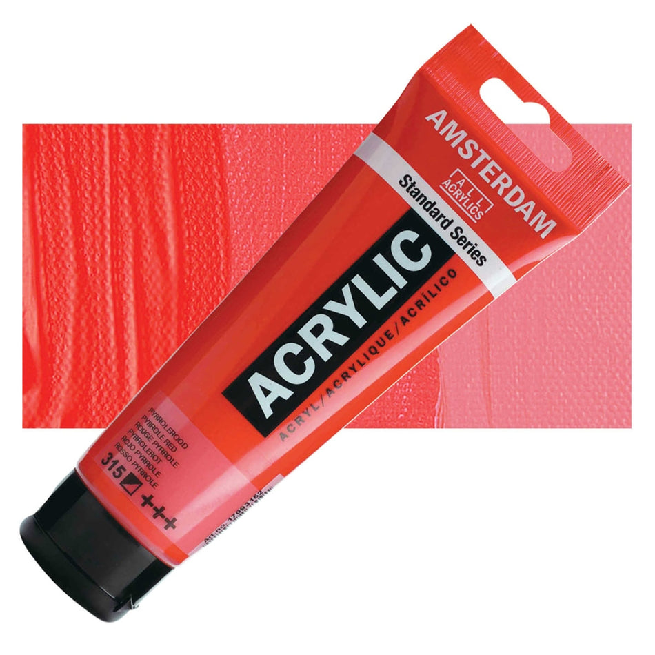Royal Talens 00643-3763 Amsterdam Standard Series Acrylic - Pyrrole Red, 120 ml Tube
