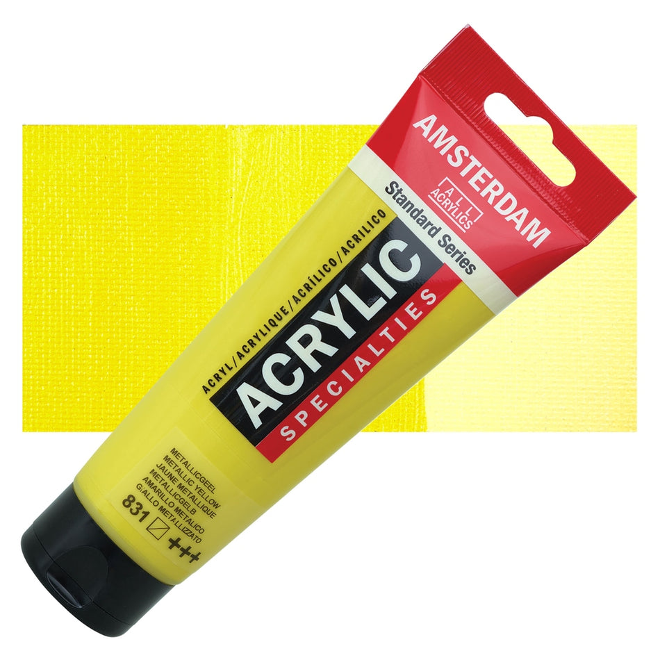Royal Talens 00643-4763 Amsterdam Standard Series Acrylic - Metallic Yellow, 120 ml Tube