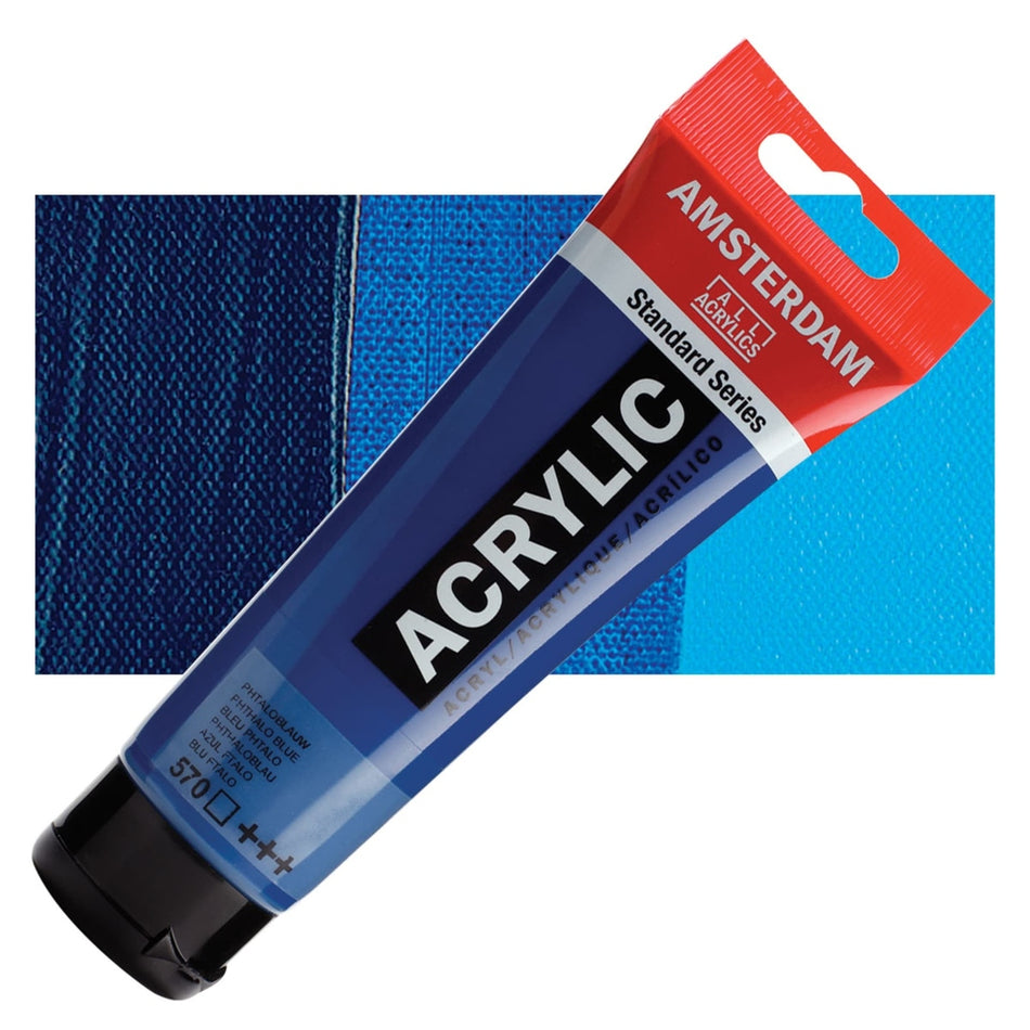 Royal Talens 00643-5163 Amsterdam Standard Series Acrylic - Phthalo Blue, 120 ml Tube
