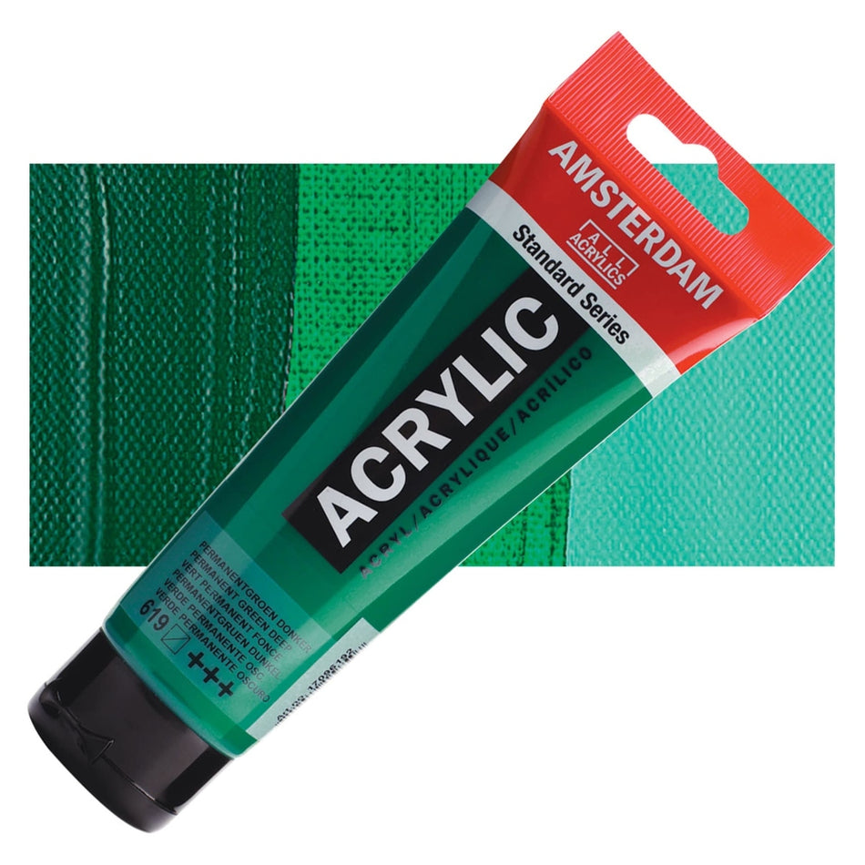 Royal Talens 00643-7043 Amsterdam Standard Series Acrylic - Permanent Green Deep, 120 ml Tube