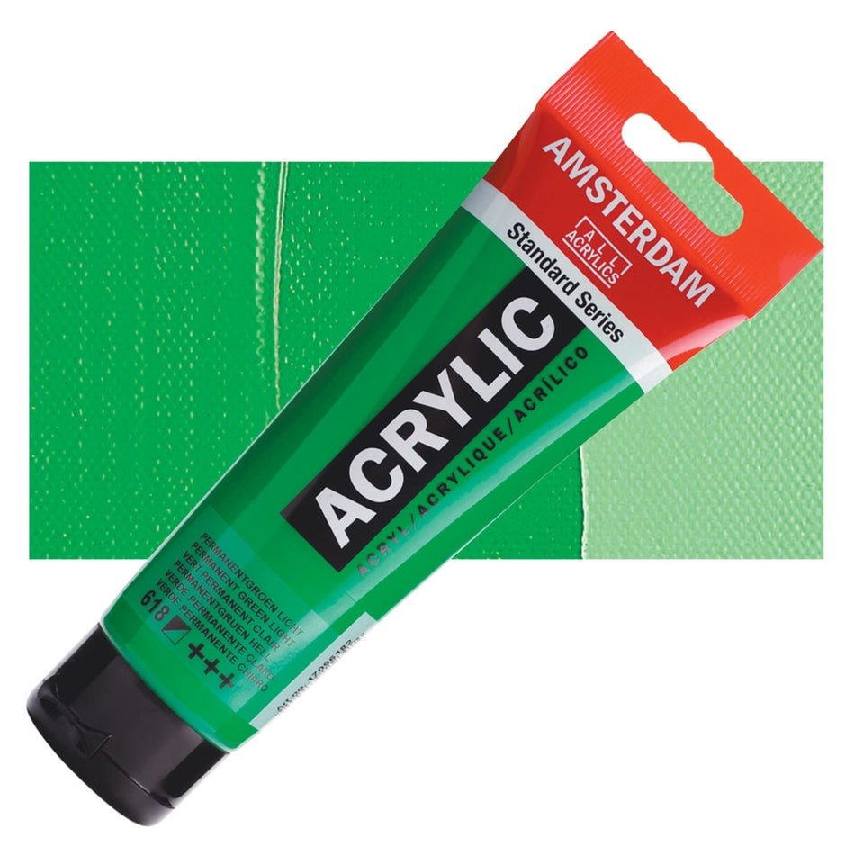 Royal Talens 00643-7553 Amsterdam Standard Series Acrylic - Permanent Green Light, 120 ml Tube