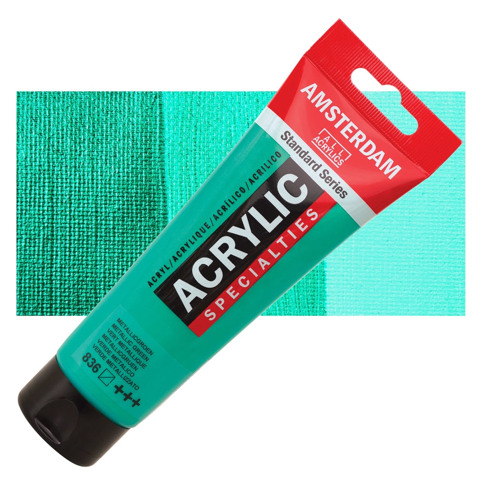 Royal Talens 00643-7853 Amsterdam Standard Series Acrylic - Metallic Green, 120 ml Tube