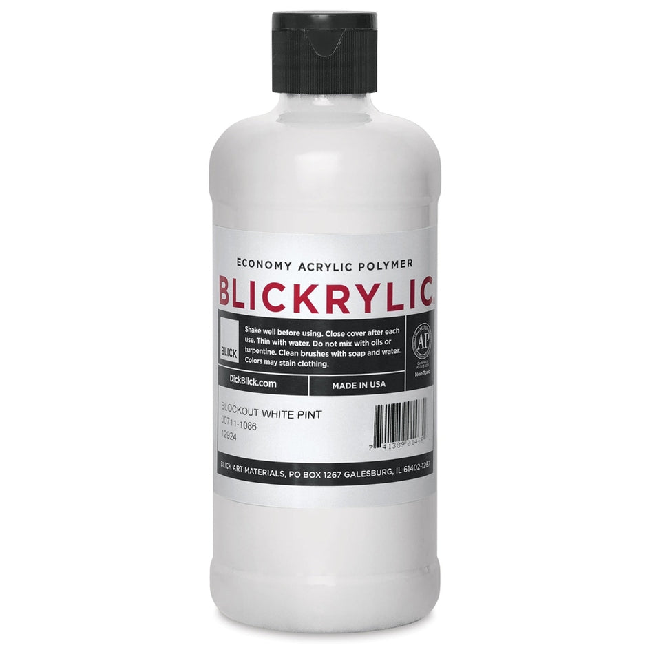 Blick Art Materials 00711-1086 Blickrylic Economy Acrylic Polymer - Blockout White, Pint
