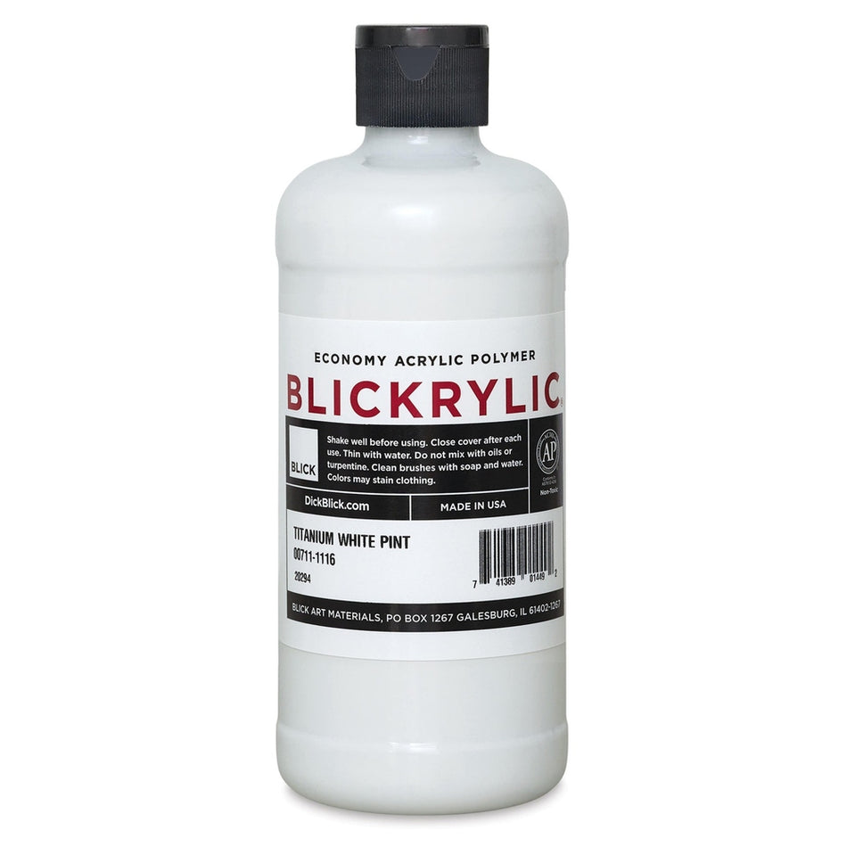 Blick Art Materials 00711-1116 Blickrylic Economy Acrylic Polymer - Titanium White, Pint