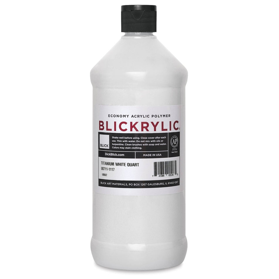 Blick Art Materials 00711-1117 Blickrylic Economy Acrylic Polymer - Titanium White, Quart