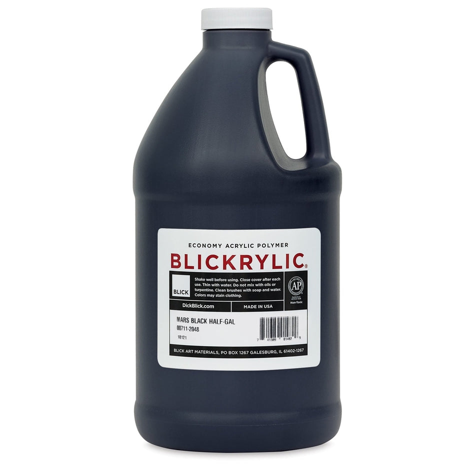 Blick Art Materials 00711-2048 Blickrylic Economy Acrylic Polymer - Mars Black, Half Gallon