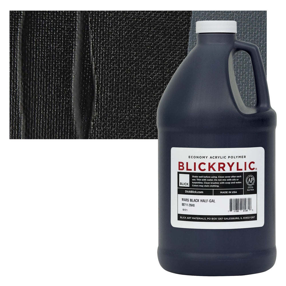 Blick Art Materials 00711-2048 Blickrylic Economy Acrylic Polymer - Mars Black, Half Gallon