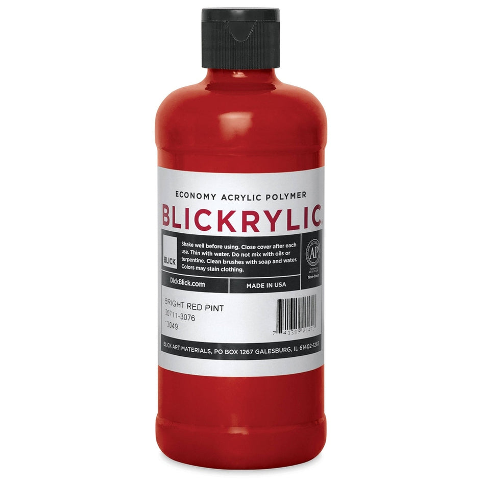 Blick Art Materials 00711-3076 Blickrylic Economy Acrylic Polymer - Bright Red, Pint