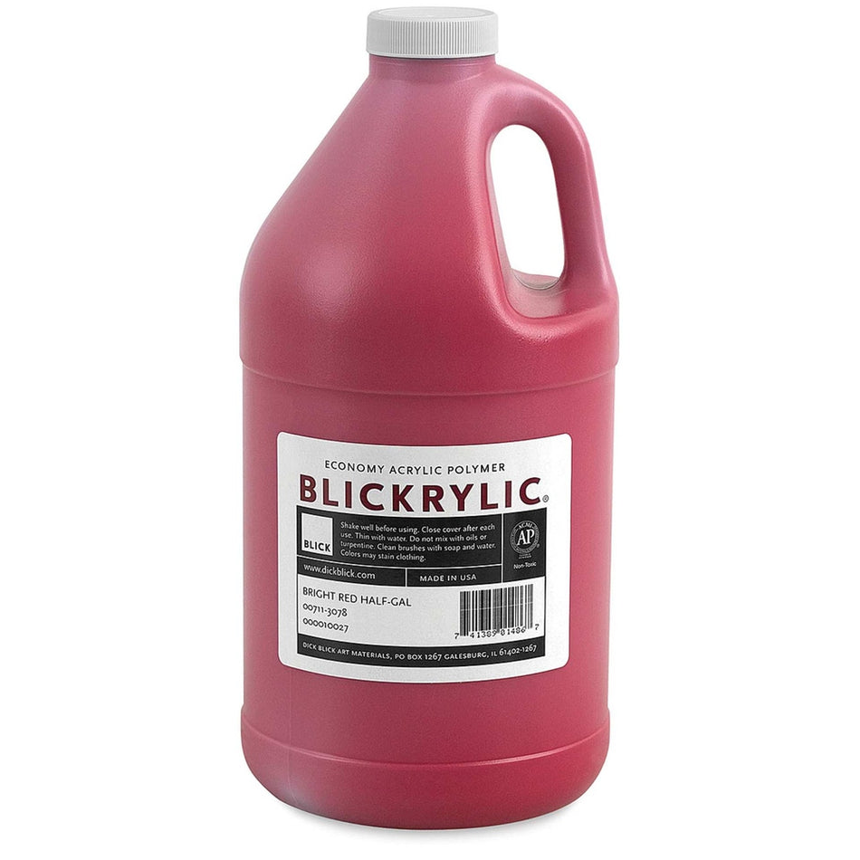 Blick Art Materials 00711-3078 Blickrylic Economy Acrylic Polymer - Bright Red, Half Gallon