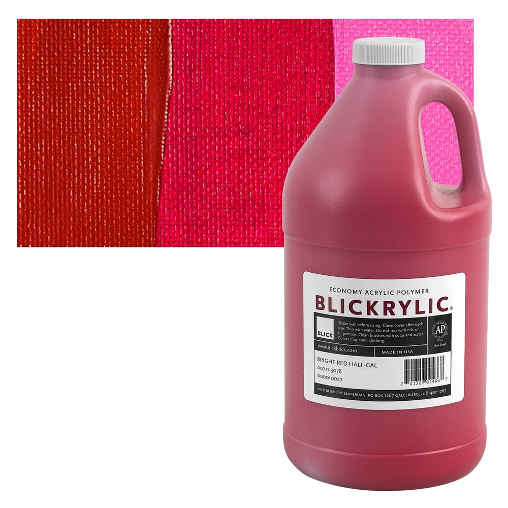 Blick Art Materials 00711-3078 Blickrylic Economy Acrylic Polymer - Bright Red, Half Gallon