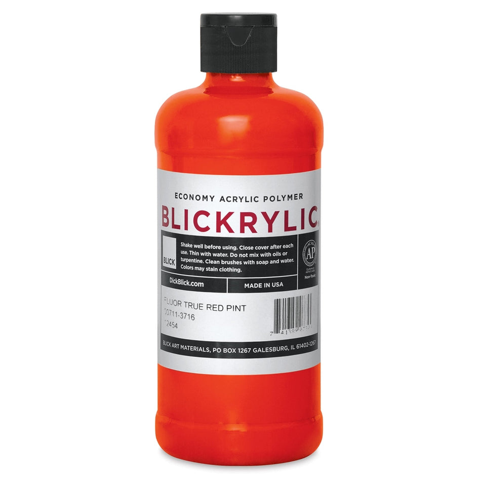 Blick Art Materials 00711-3716 Blickrylic Economy Acrylic Polymer - Fluorescent True Red, Pint