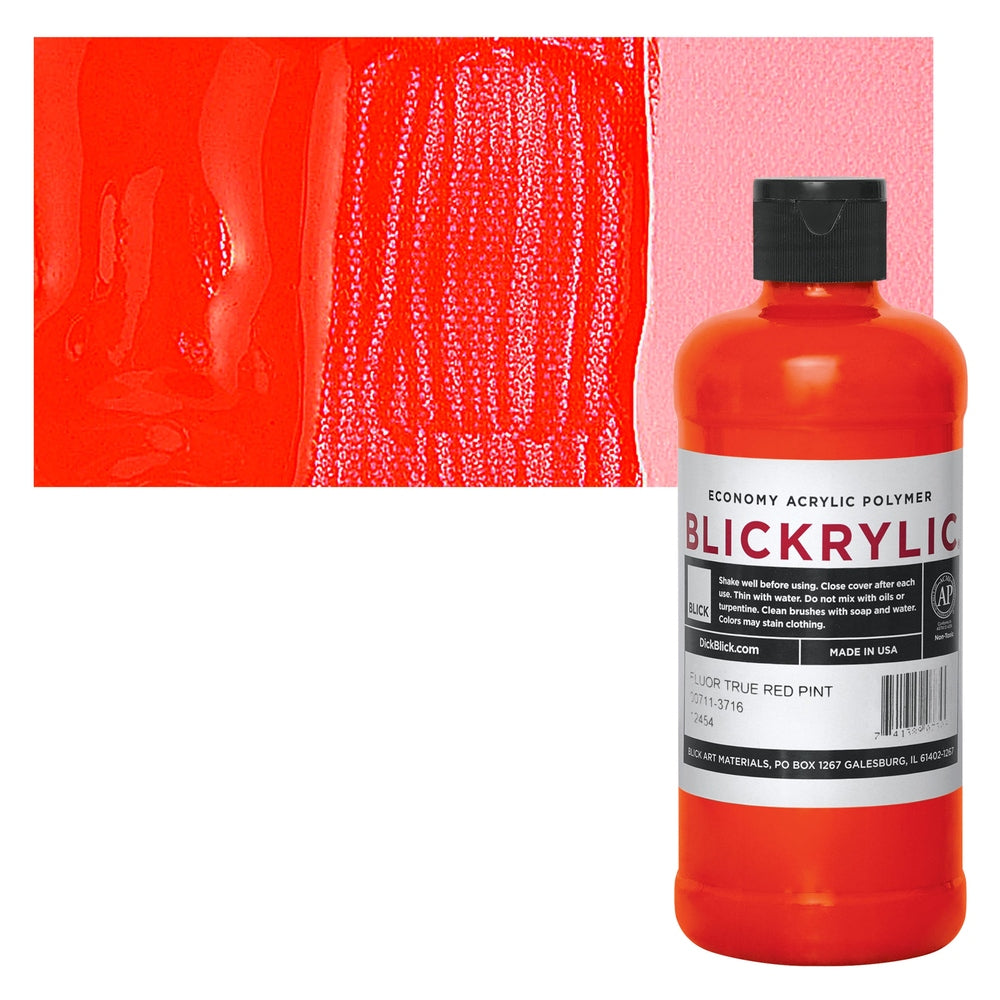 Blick Art Materials 00711-3716 Blickrylic Economy Acrylic Polymer - Fluorescent True Red, Pint
