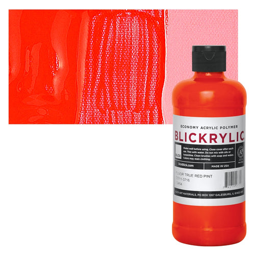 Blick Art Materials 00711-3716 Blickrylic Economy Acrylic Polymer - Fluorescent True Red, Pint