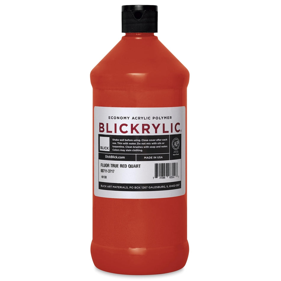 Blick Art Materials 00711-3717 Blickrylic Economy Acrylic Polymer - Fluorescent True Red, Quart