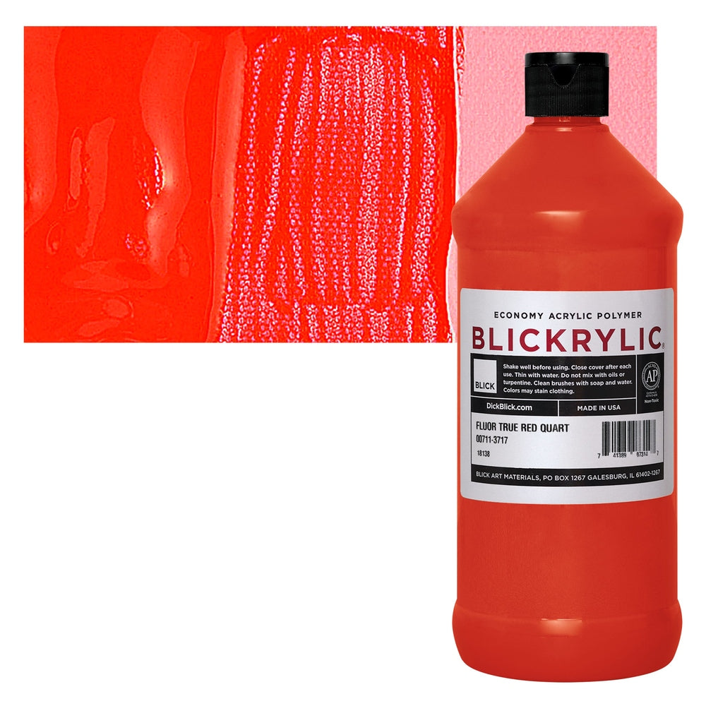 Blick Art Materials 00711-3717 Blickrylic Economy Acrylic Polymer - Fluorescent True Red, Quart