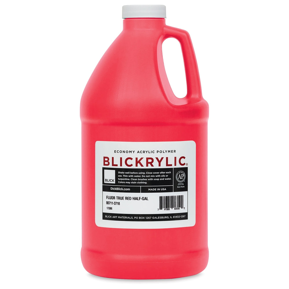 Blick Art Materials 00711-3718 Blickrylic Economy Acrylic Polymer - Fluorescent True Red, Half Gallon