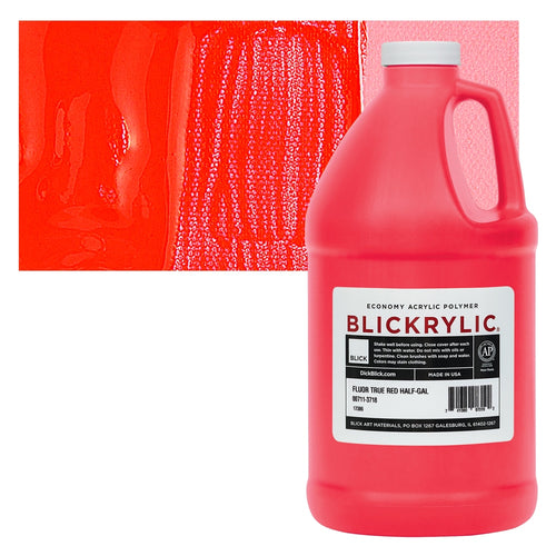 Blick Art Materials 00711-3718 Blickrylic Economy Acrylic Polymer - Fluorescent True Red, Half Gallon