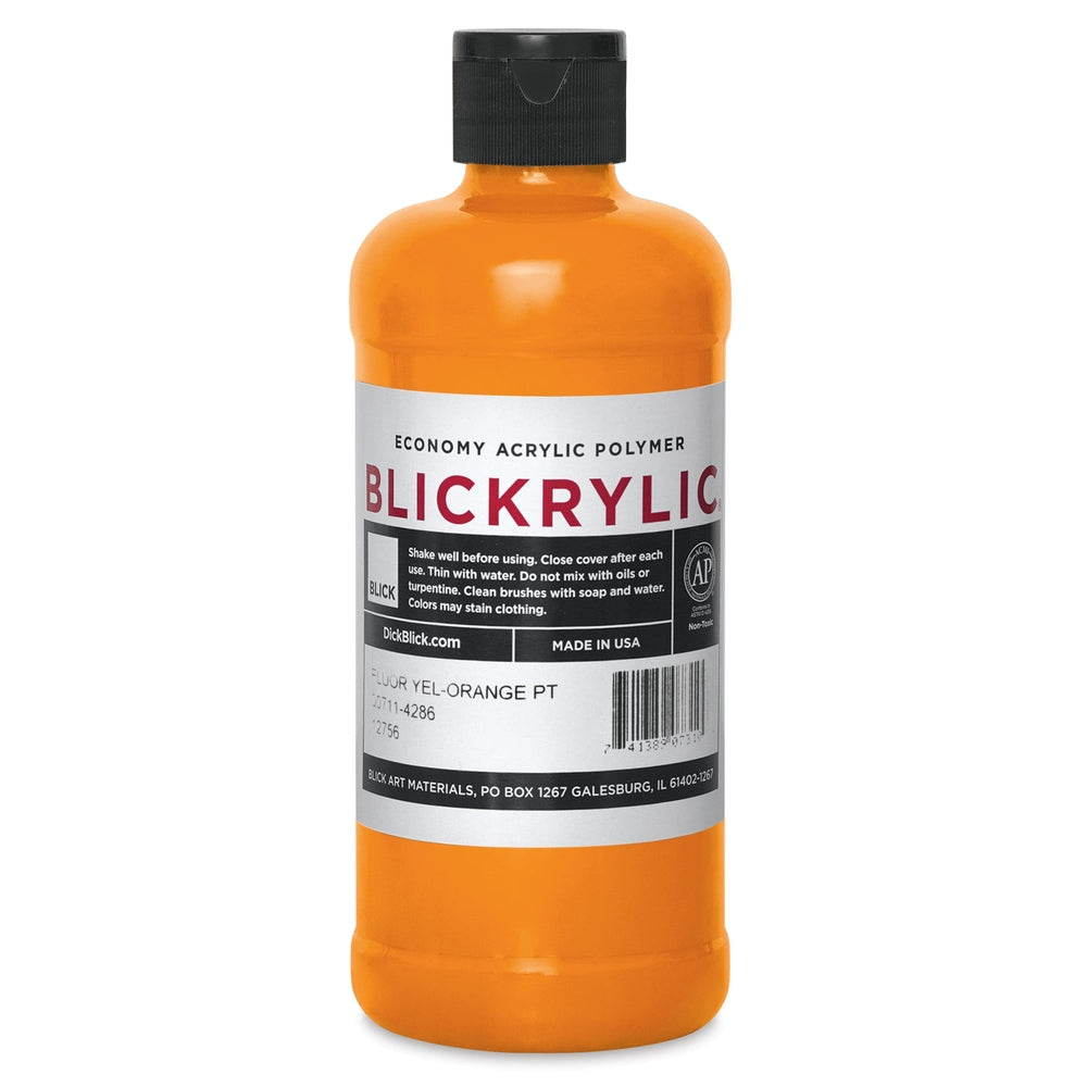 Blick Art Materials 00711-4286 Blickrylic Economy Acrylic Polymer - Fluorescent Yellow Orange, Pint
