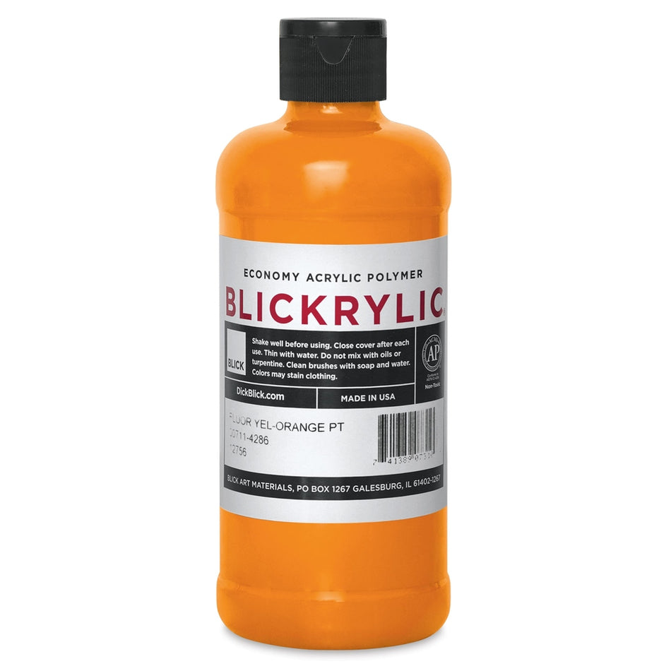 Blick Art Materials 00711-4286 Blickrylic Economy Acrylic Polymer - Fluorescent Yellow Orange, Pint