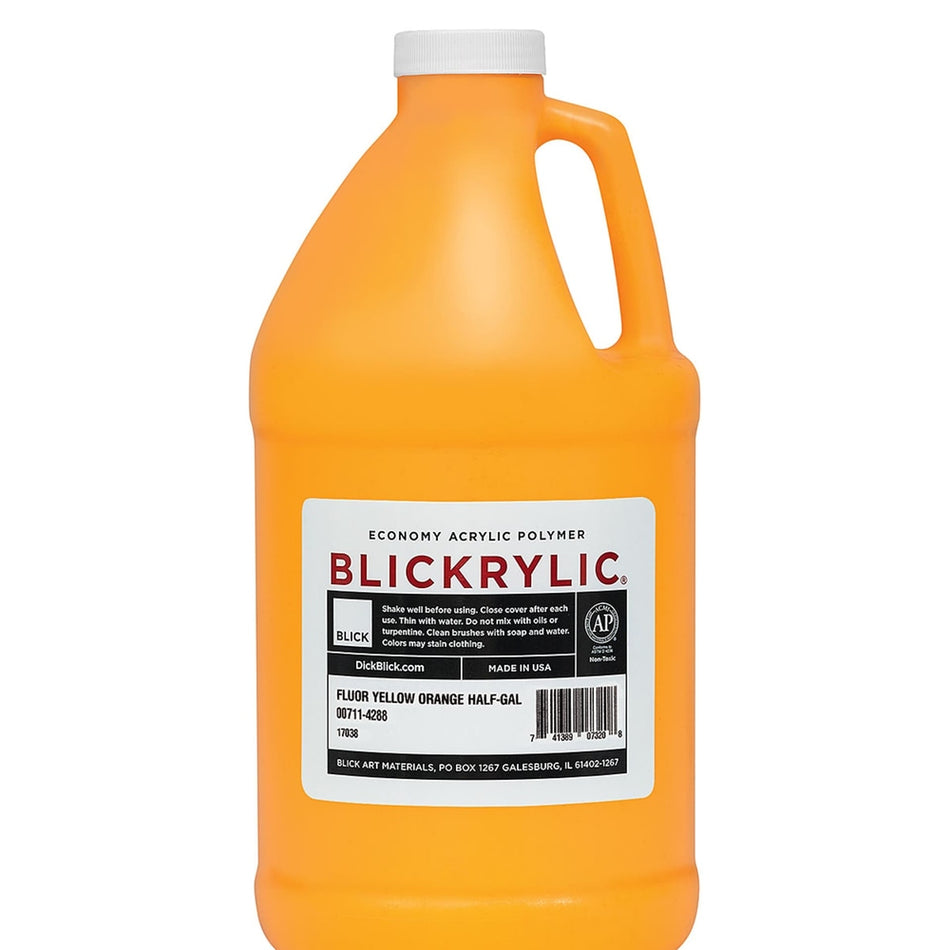Blick Art Materials 00711-4288 Blickrylic Economy Acrylic Polymer - Fluorescent Yellow Orange, Half Gallon