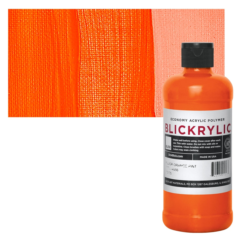 Blick Art Materials 00711-4556 Blickrylic Economy Acrylic Polymer - Fluorescent Orange, Pint