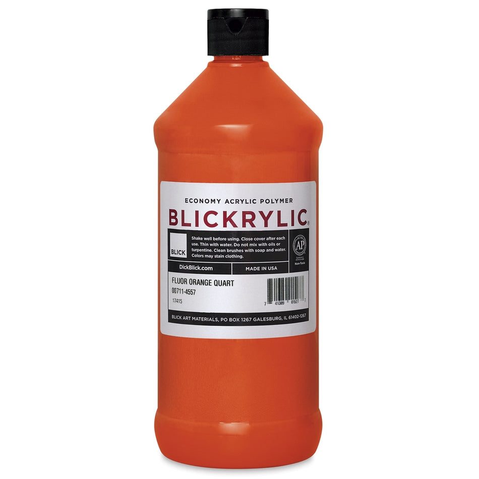 Blick Art Materials 00711-4557 Blickrylic Economy Acrylic Polymer - Fluorescent Orange, Quart