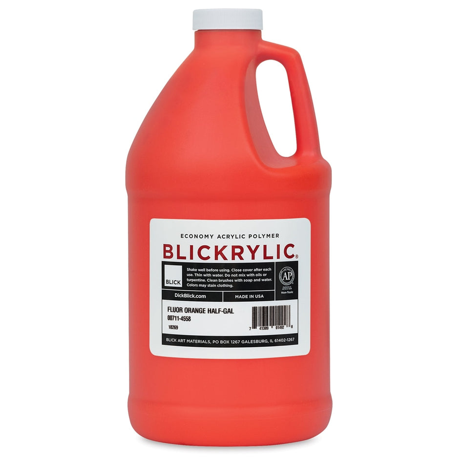 Blick Art Materials 00711-4558 Blickrylic Economy Acrylic Polymer - Fluorescent Orange, Half Gallon