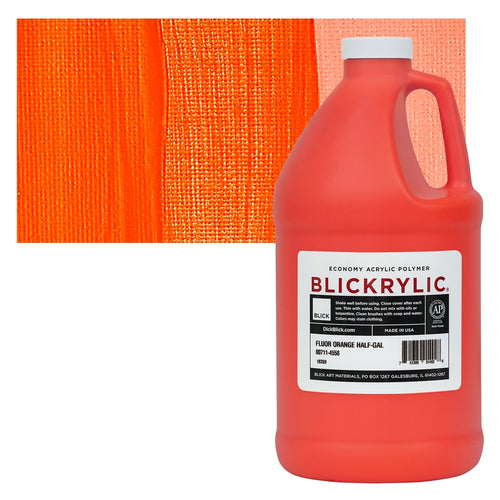 Blick Art Materials 00711-4558 Blickrylic Economy Acrylic Polymer - Fluorescent Orange, Half Gallon
