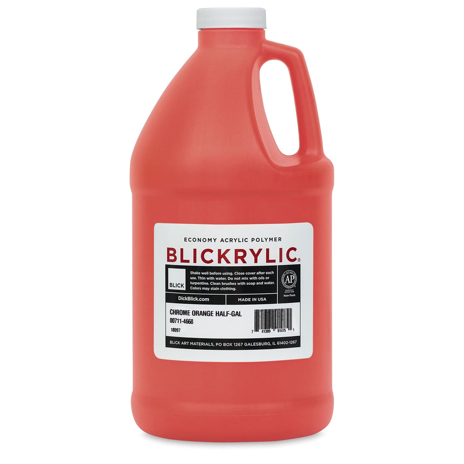 Blick Art Materials 00711-4668 Blickrylic Economy Acrylic Polymer - Chrome Orange, Half Gallon