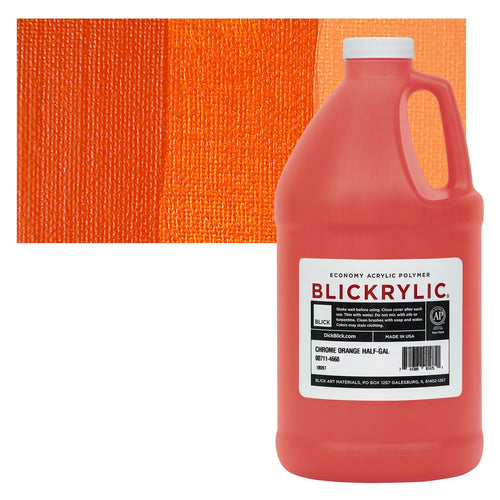 Blick Art Materials 00711-4668 Blickrylic Economy Acrylic Polymer - Chrome Orange, Half Gallon