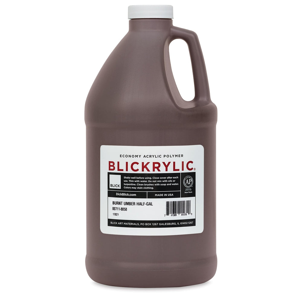 Blick Art Materials 00711-8058 Blickrylic Economy Acrylic Polymer - Burnt Umber, Half Gallon