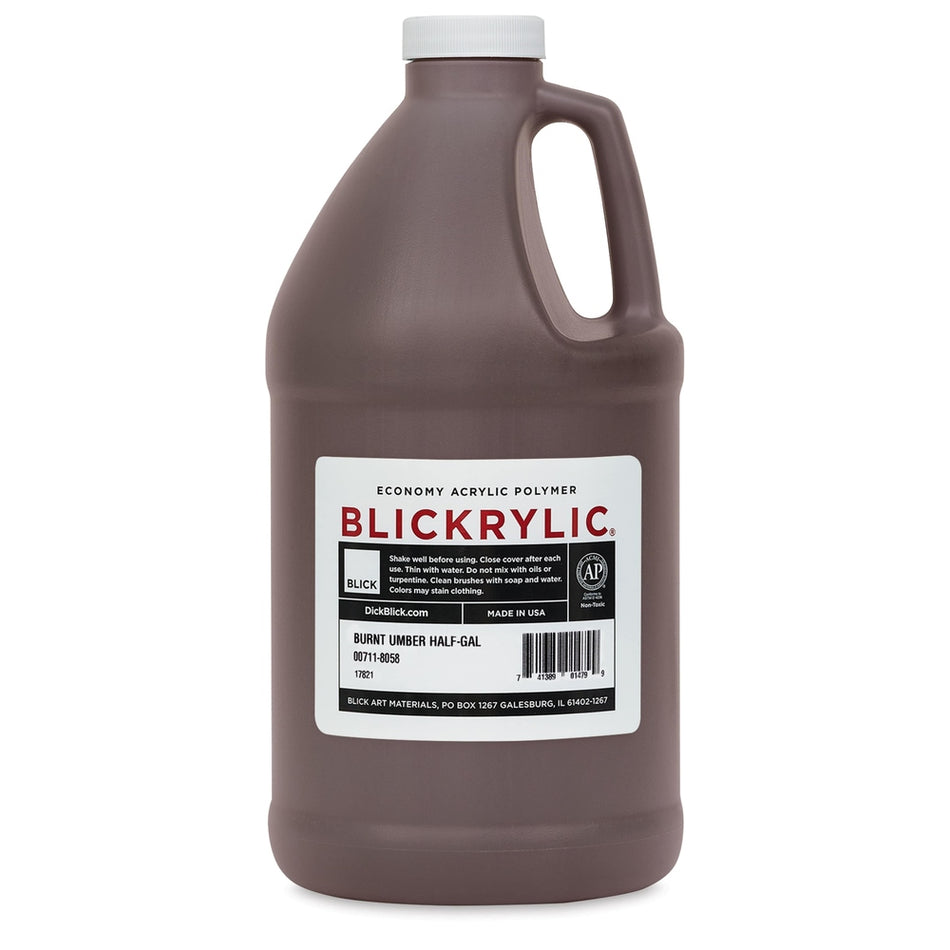 Blick Art Materials 00711-8058 Blickrylic Economy Acrylic Polymer - Burnt Umber, Half Gallon