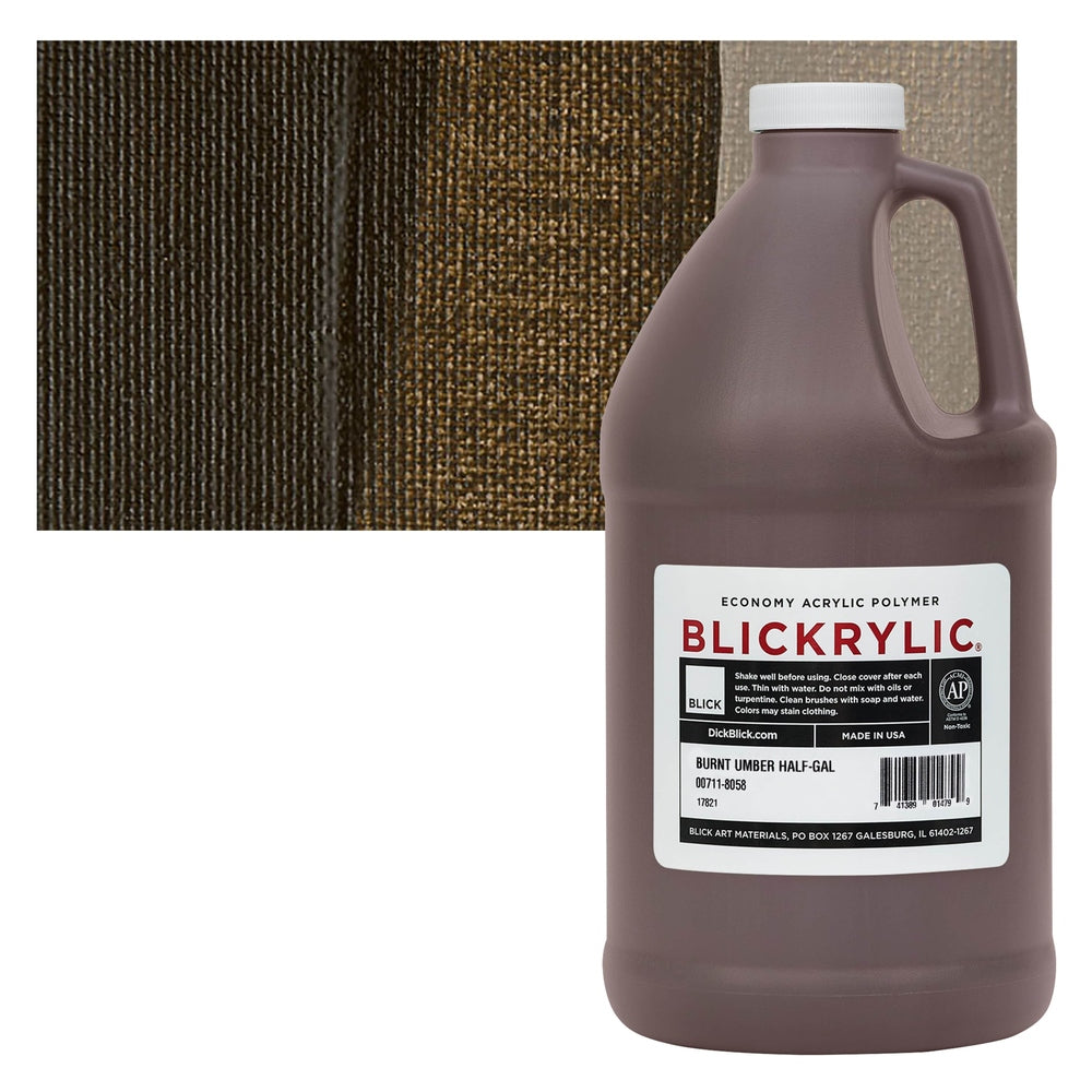 Blick Art Materials 00711-8058 Blickrylic Economy Acrylic Polymer - Burnt Umber, Half Gallon