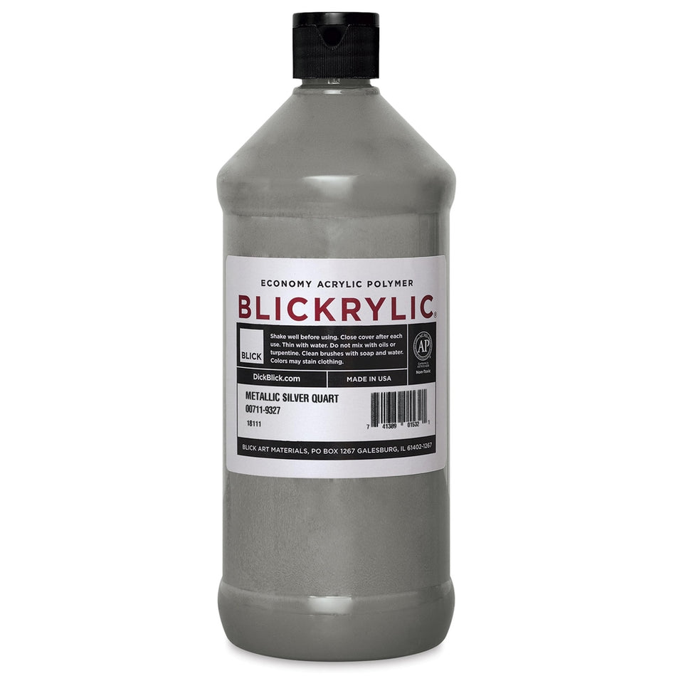 Blick Art Materials 00711-9327 Blickrylic Economy Acrylic Polymer - Metallic Silver, Quart